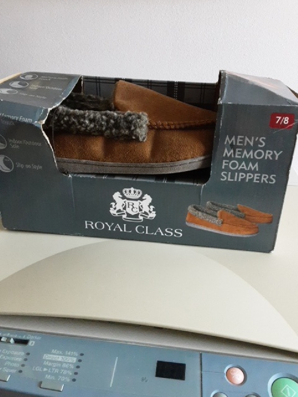 Royal Class Men's Brown Memory Foam Slippers - Slip-On Loafers.